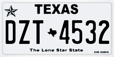TX license plate DZT4532