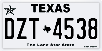 TX license plate DZT4538