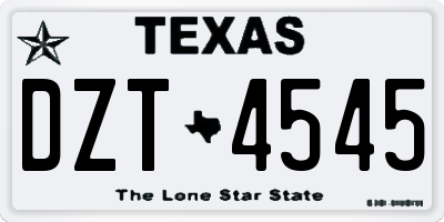TX license plate DZT4545