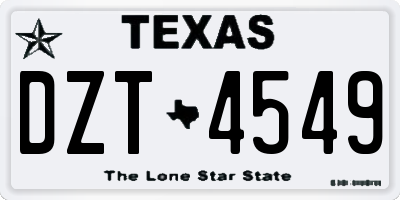 TX license plate DZT4549