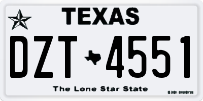 TX license plate DZT4551