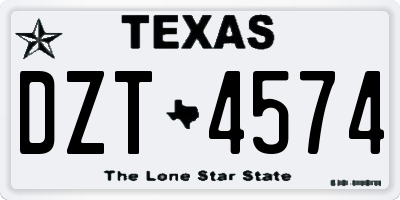 TX license plate DZT4574