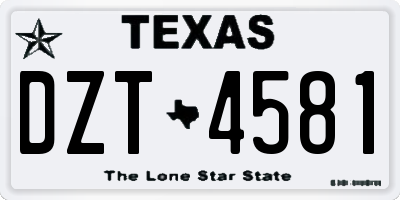 TX license plate DZT4581