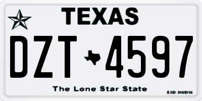 TX license plate DZT4597