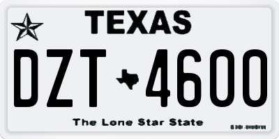 TX license plate DZT4600