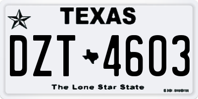 TX license plate DZT4603