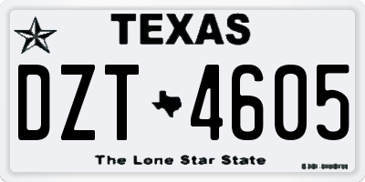 TX license plate DZT4605