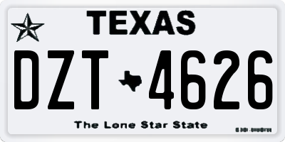 TX license plate DZT4626