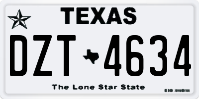 TX license plate DZT4634