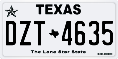 TX license plate DZT4635