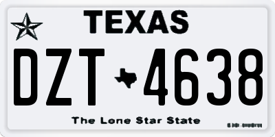 TX license plate DZT4638
