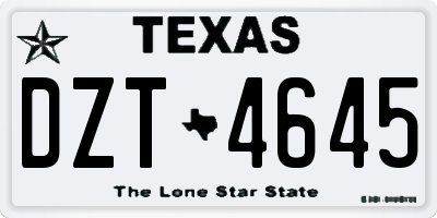 TX license plate DZT4645
