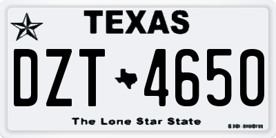 TX license plate DZT4650