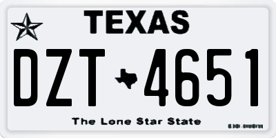 TX license plate DZT4651