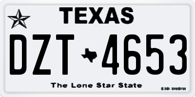 TX license plate DZT4653