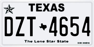 TX license plate DZT4654