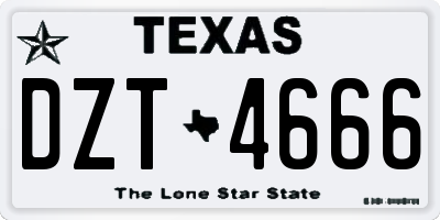 TX license plate DZT4666