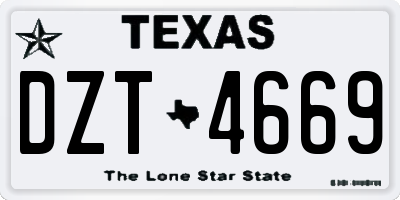 TX license plate DZT4669
