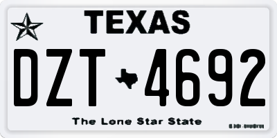 TX license plate DZT4692
