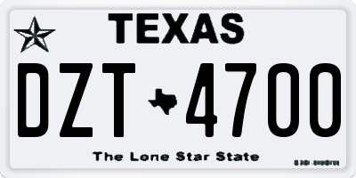 TX license plate DZT4700