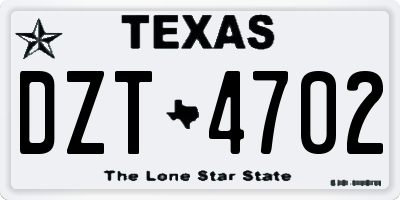 TX license plate DZT4702