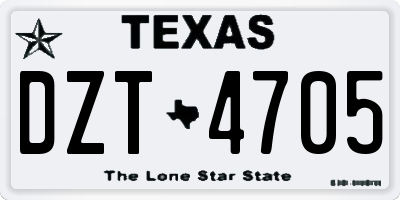 TX license plate DZT4705