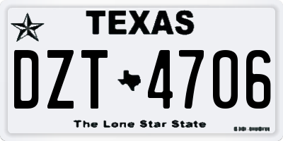 TX license plate DZT4706
