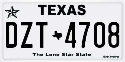TX license plate DZT4708