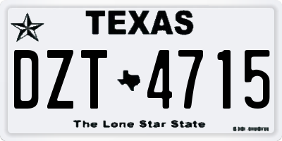 TX license plate DZT4715