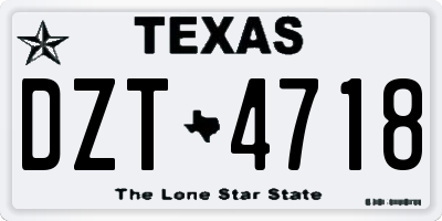 TX license plate DZT4718