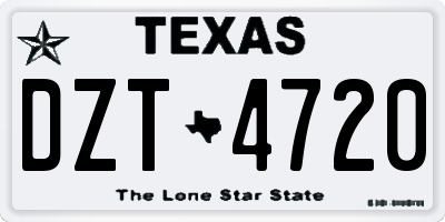 TX license plate DZT4720