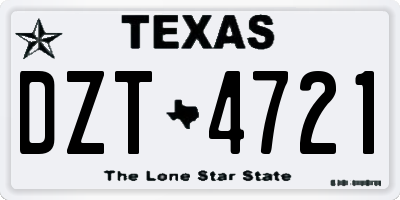 TX license plate DZT4721