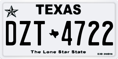 TX license plate DZT4722