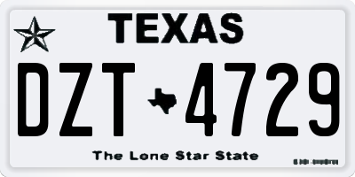 TX license plate DZT4729