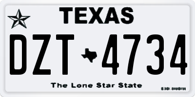TX license plate DZT4734
