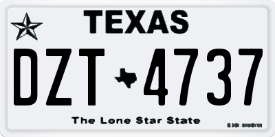 TX license plate DZT4737