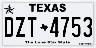 TX license plate DZT4753