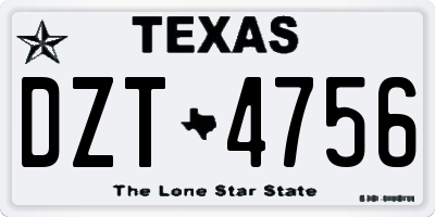 TX license plate DZT4756