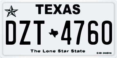 TX license plate DZT4760
