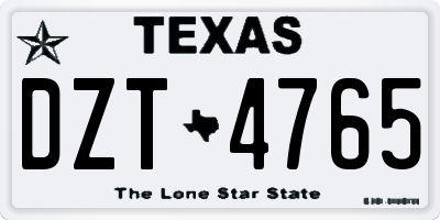 TX license plate DZT4765