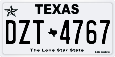 TX license plate DZT4767