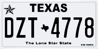 TX license plate DZT4778