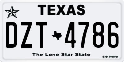 TX license plate DZT4786
