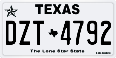 TX license plate DZT4792