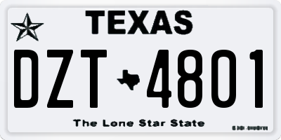 TX license plate DZT4801