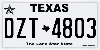 TX license plate DZT4803