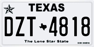 TX license plate DZT4818