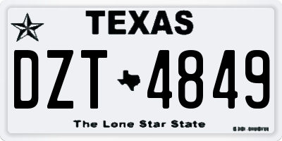 TX license plate DZT4849