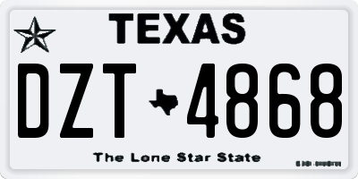 TX license plate DZT4868