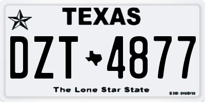 TX license plate DZT4877